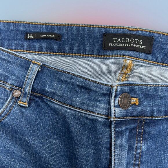 TALBOTS Women’s 14 Flawless Five Pocket SLIM ANKLE Blue Jeans - Picture 4 of 4